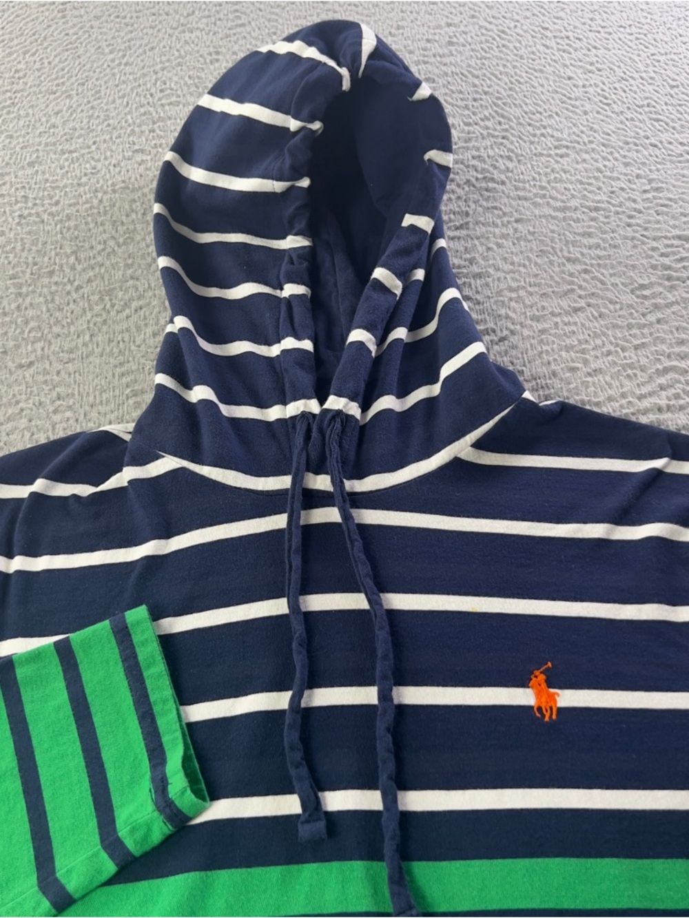 Polo Ralph Lauren Shirt Mens Medium Multicolor Striped Hooded Long Sleeve Pony